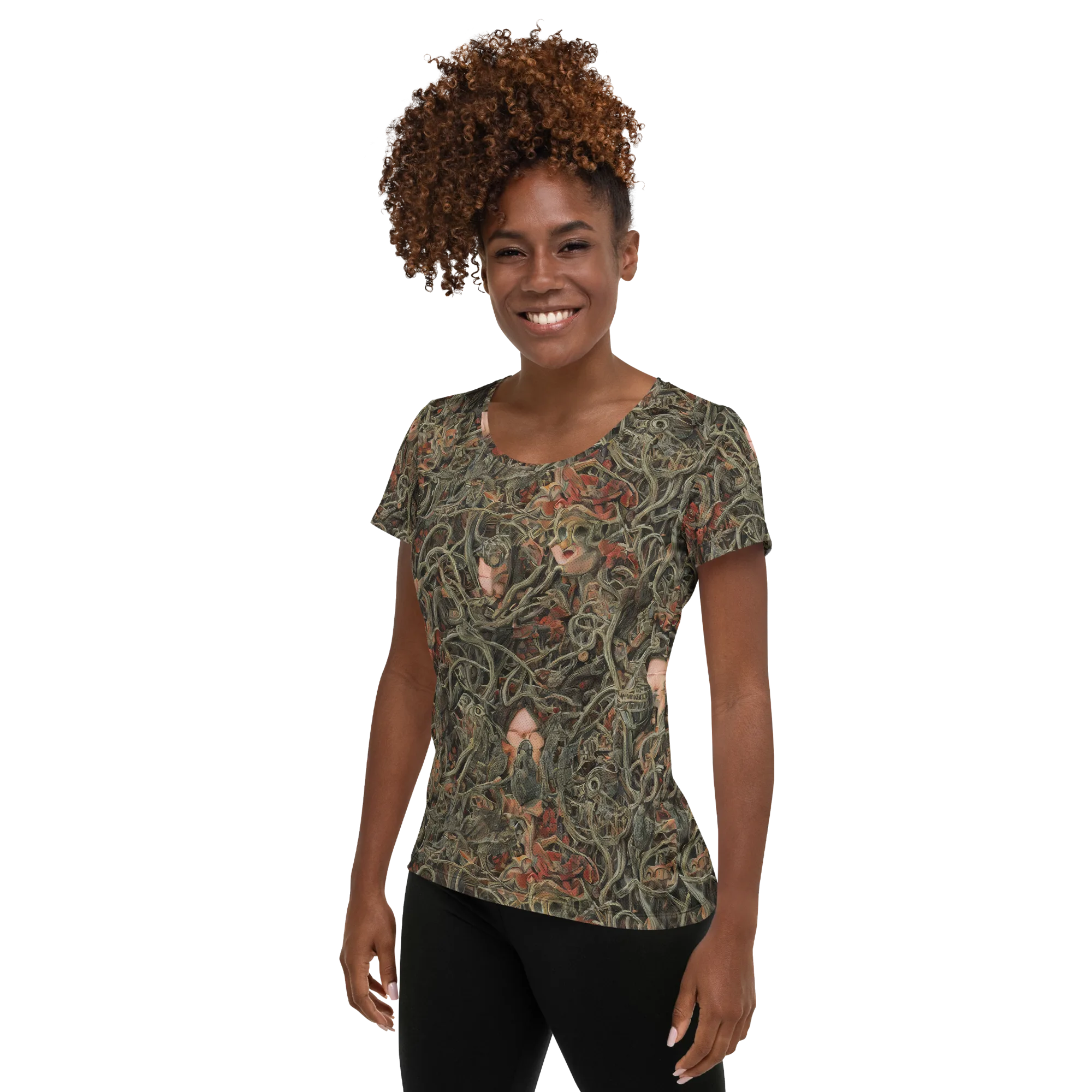 Olive Labyrinth on Women's Athletic T-Shirt — Left