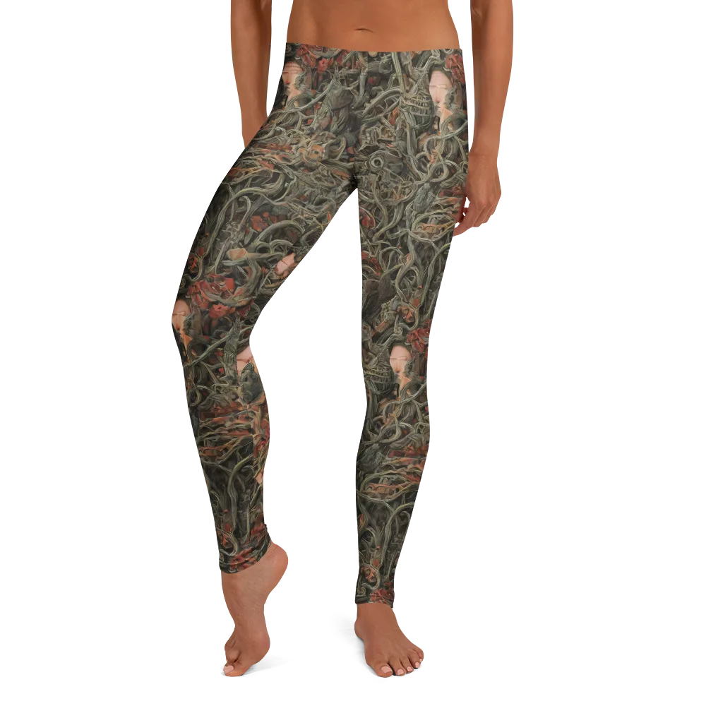 Olive Labyrinth on Leggings — Front