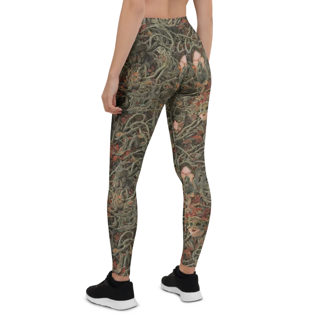 Olive Labyrinth on Leggings — Back