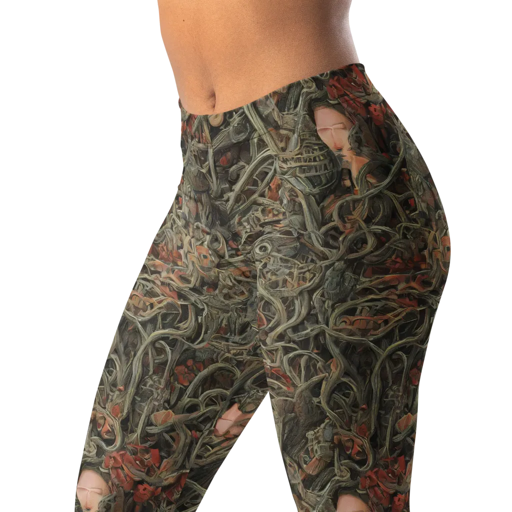 Olive Labyrinth on Leggings — Left Front