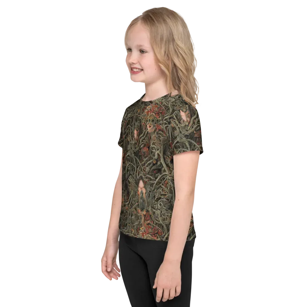 Olive Labyrinth on Kids Crew Neck T-Shirt — Left