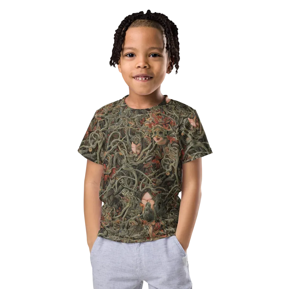 Olive Labyrinth on Kids Crew Neck T-Shirt — Front