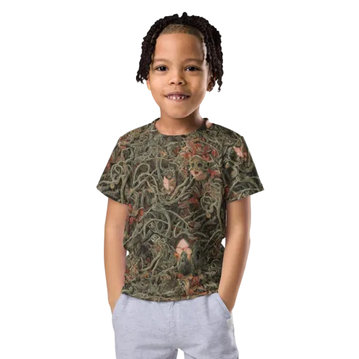 Olive Labyrinth on a Kids Crew Neck T-Shirt