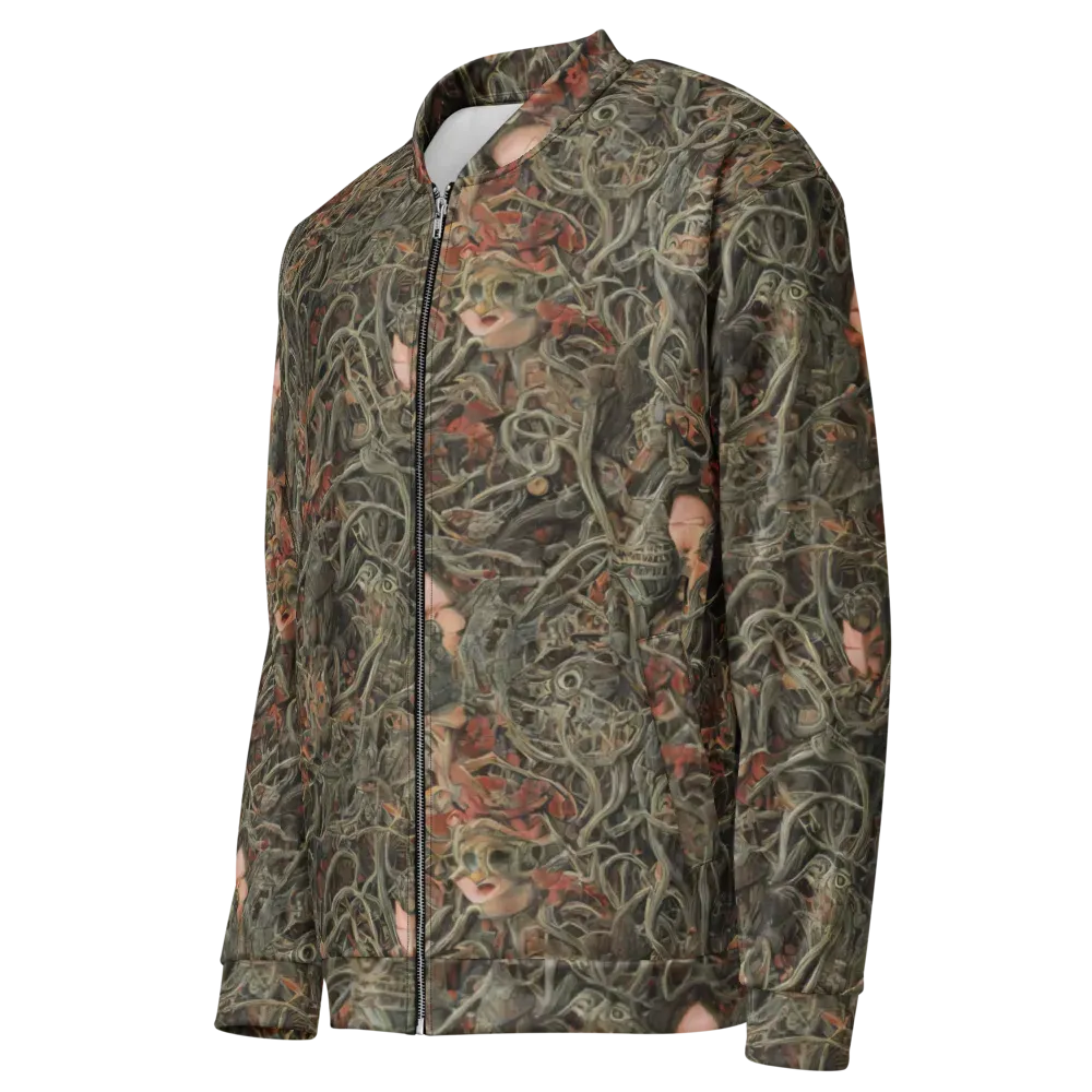 Olive Labyrinth on Bomber Jacket — Left Front