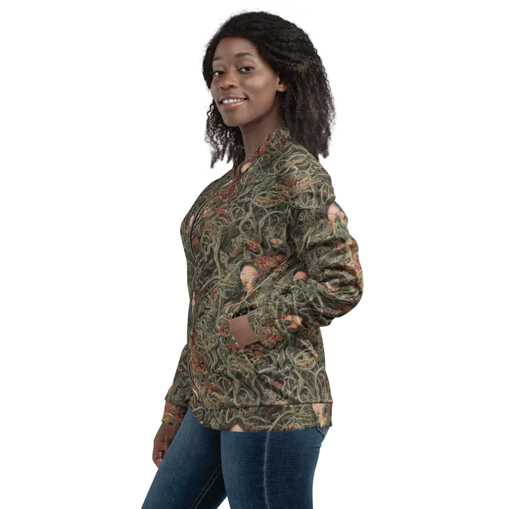 Olive Labyrinth on Bomber Jacket — Left