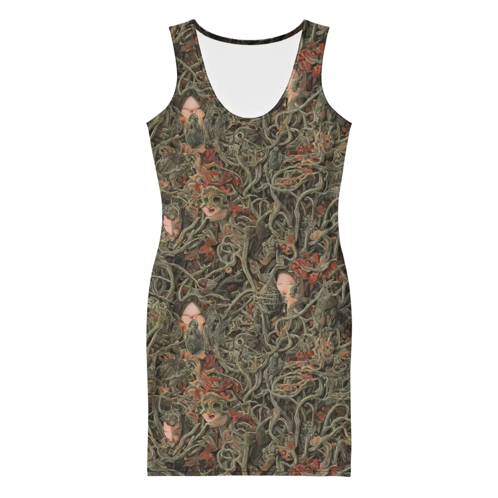 Olive Labyrinth on Bodycon Dress — Front