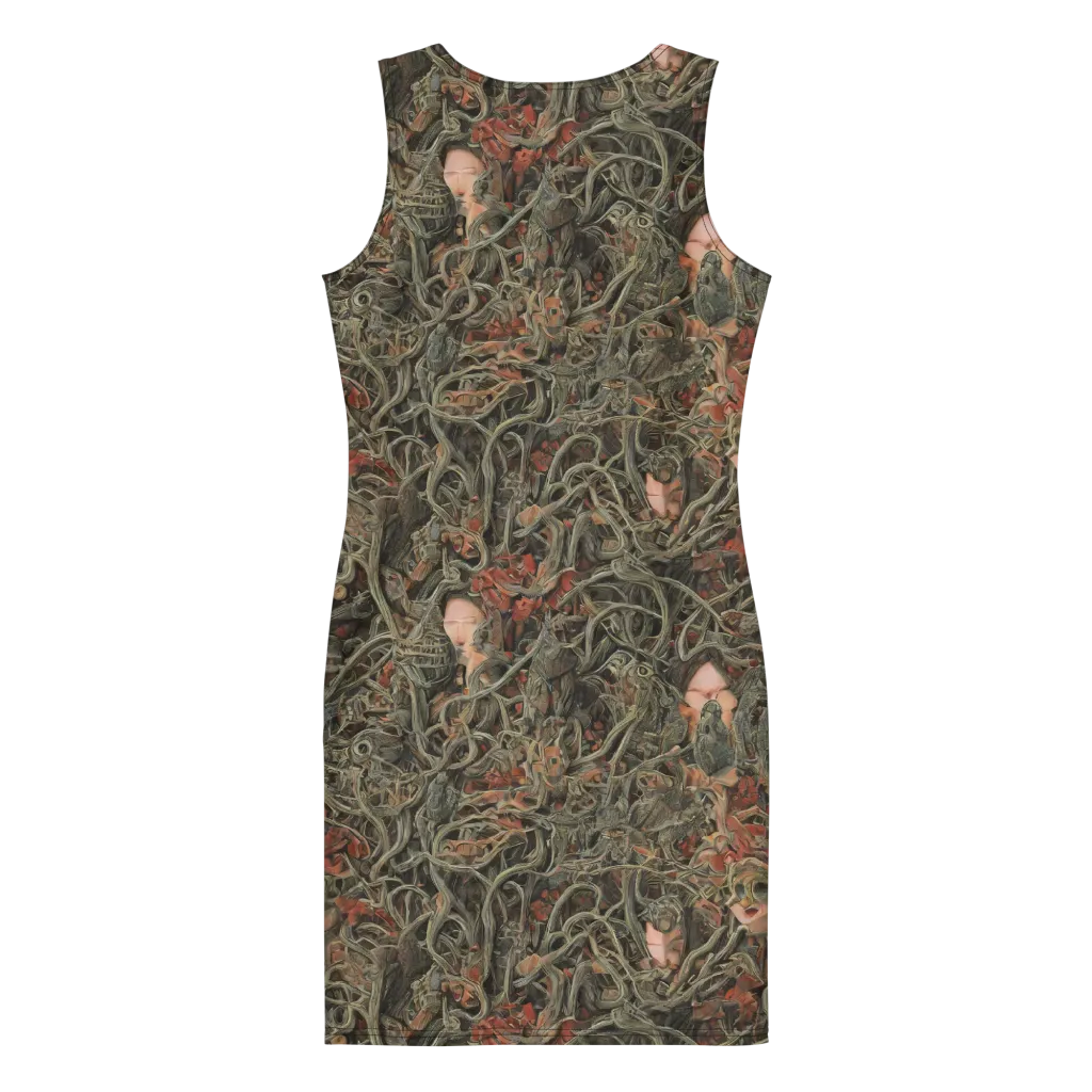 Olive Labyrinth on Bodycon Dress — Back