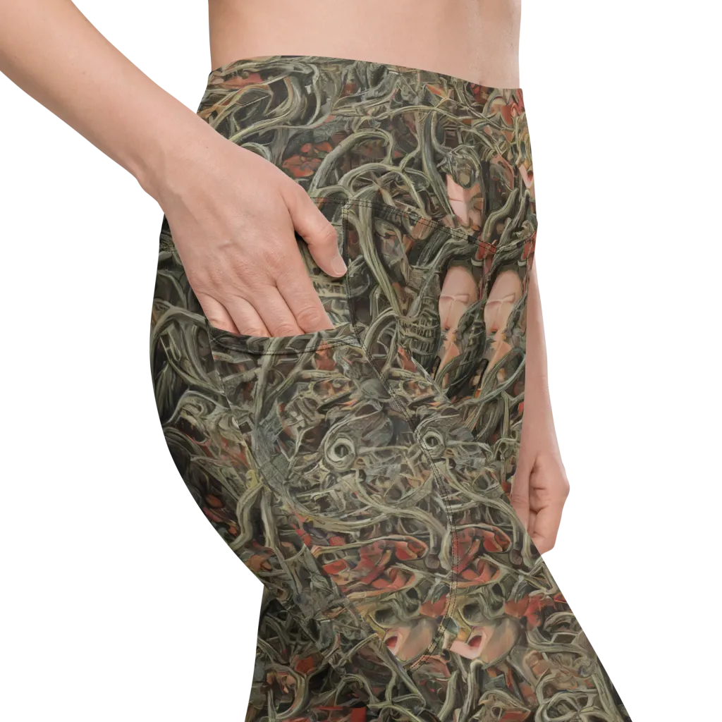 Olive Labyrinth on Leggings with Pockets — Product details