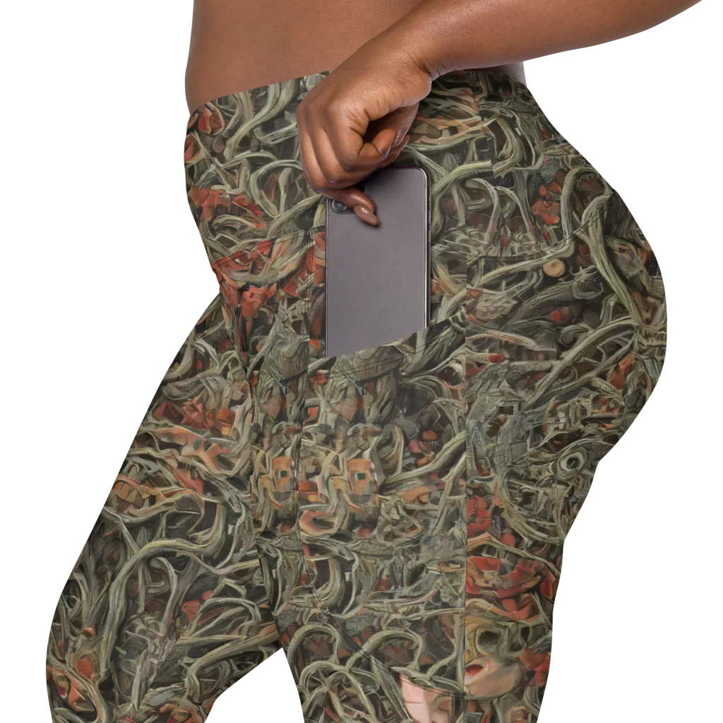 Olive Labyrinth on Leggings with Pockets — Product details 2