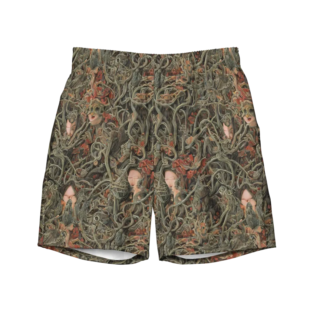 Olive Labyrinth on Swim Trunks — Front