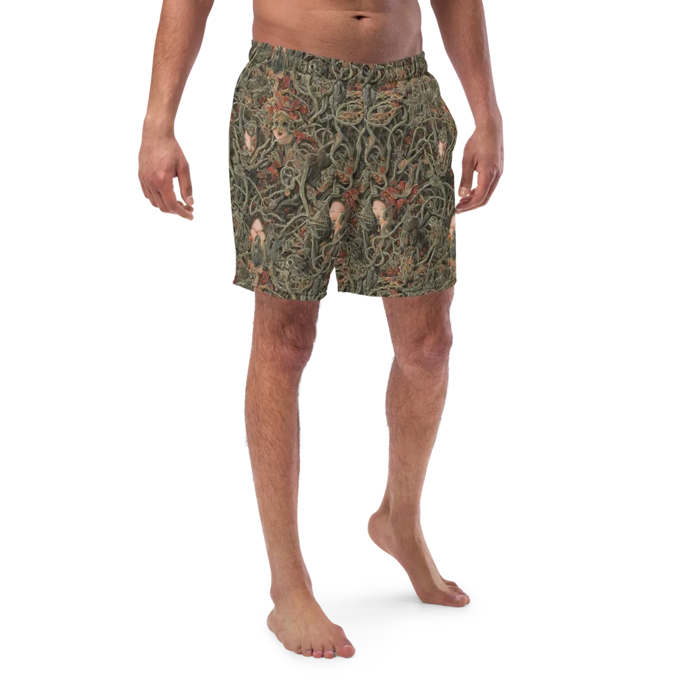 Olive Labyrinth on Swim Trunks — Front
