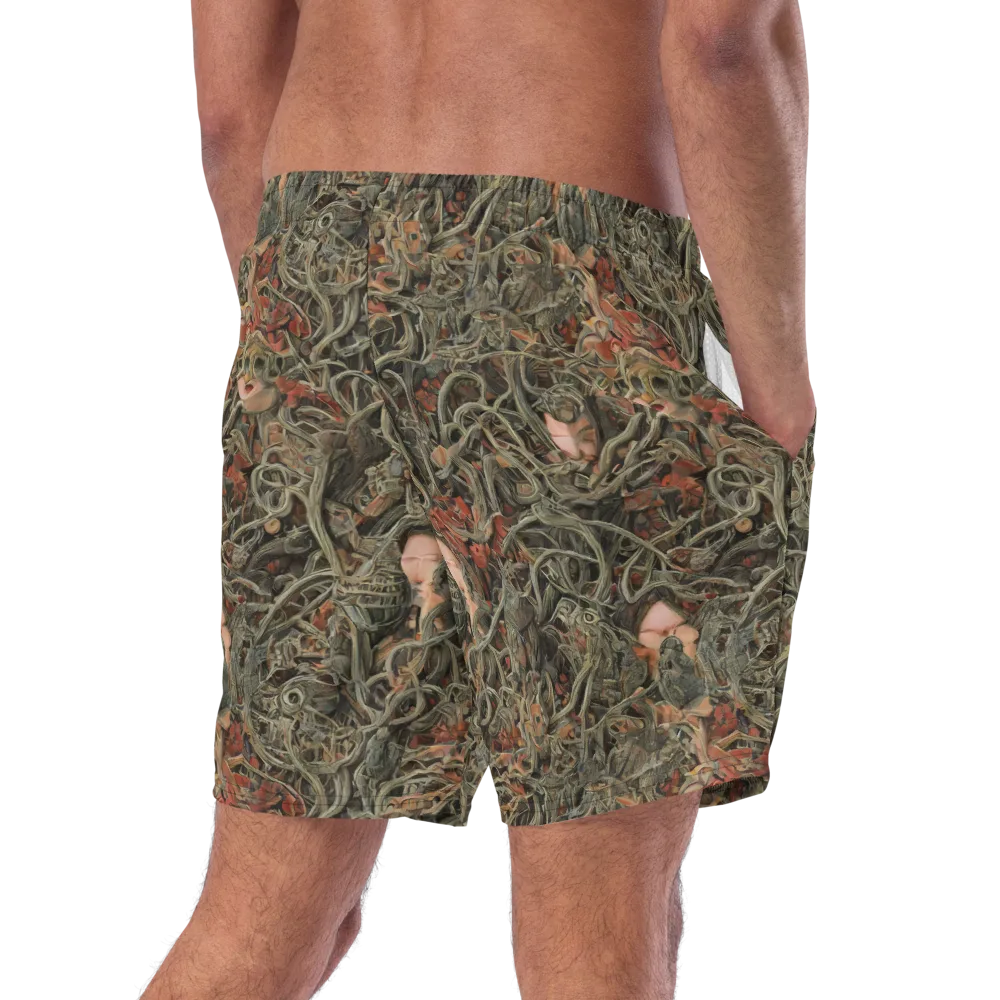 Olive Labyrinth on Swim Trunks — Right Back