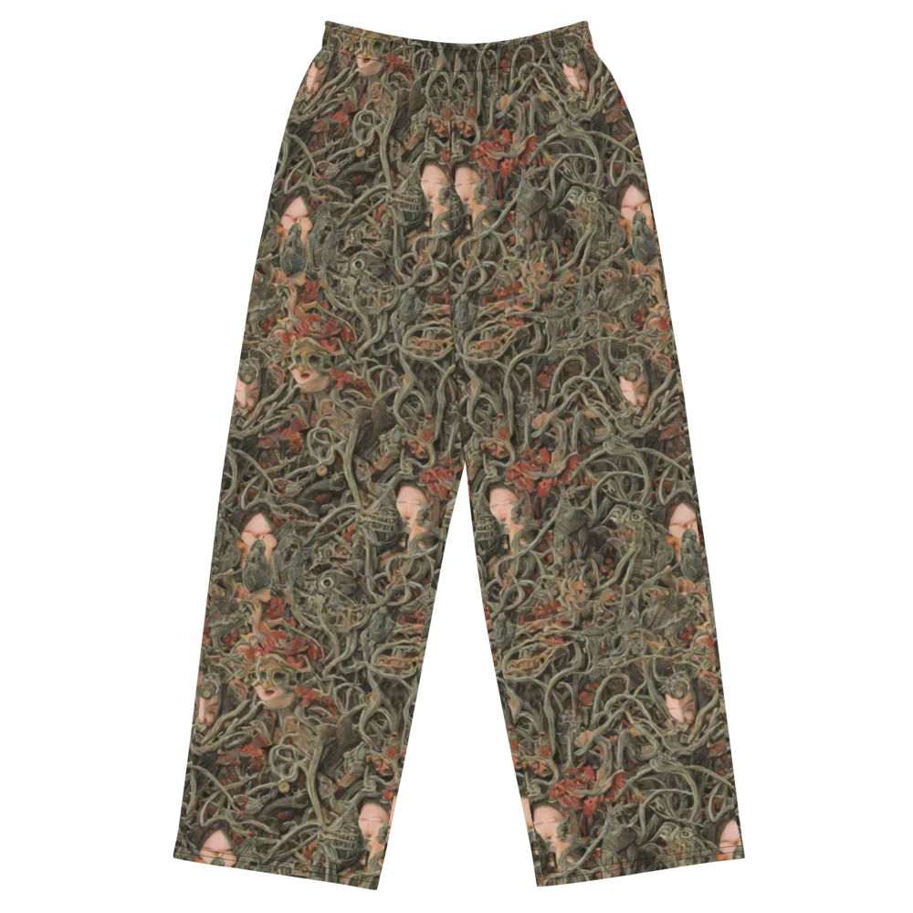 Olive Labyrinth on Wide-Leg Pants — Front
