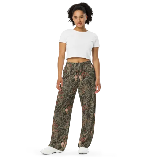 Olive Labyrinth on a Wide-Leg Pants