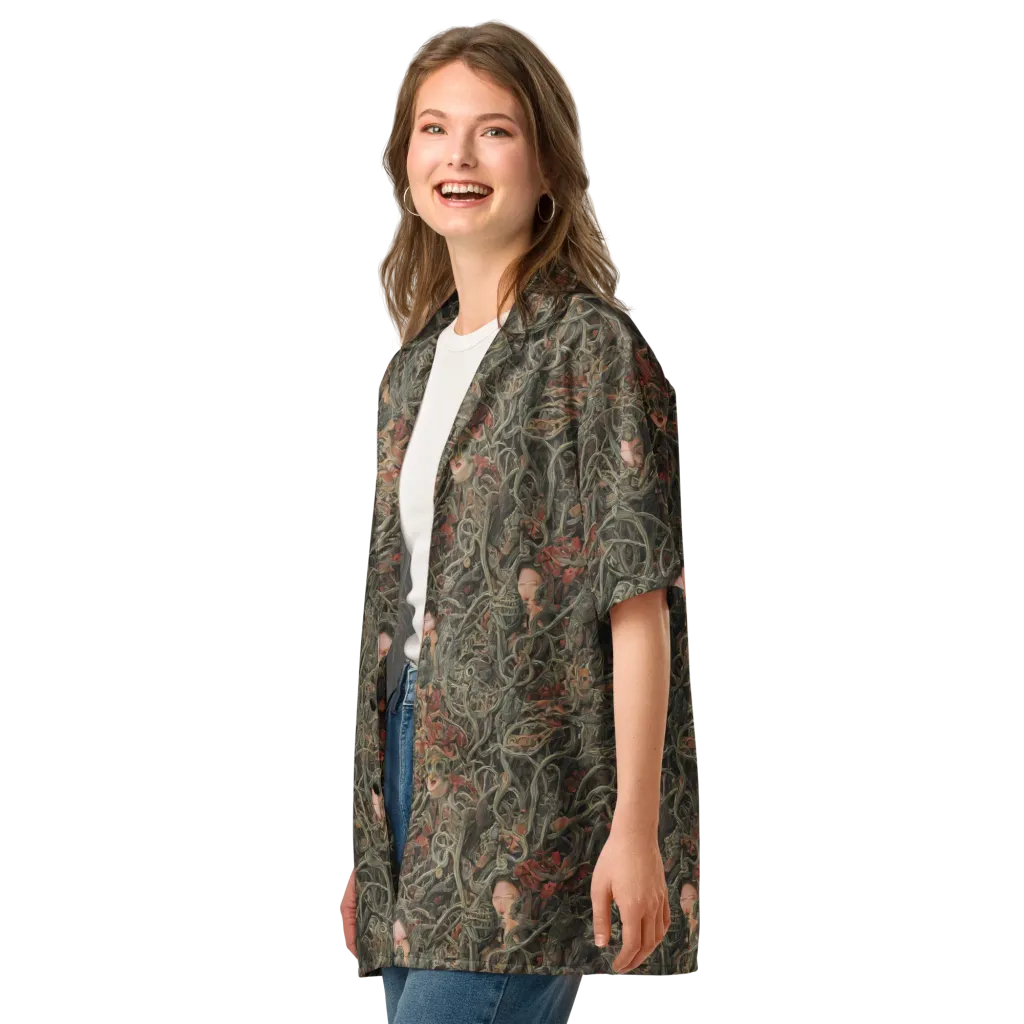 Olive Labyrinth on Button Shirt — Left Front