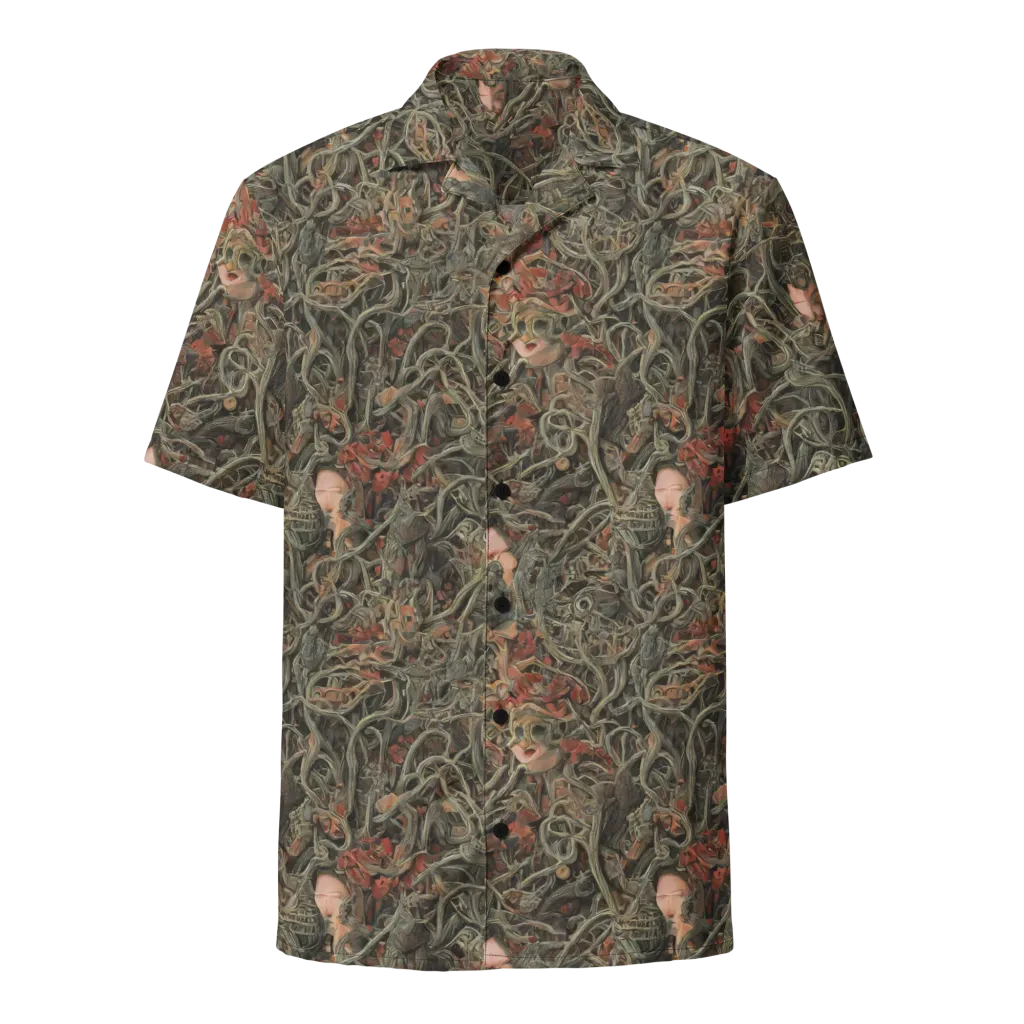 Olive Labyrinth on Button Shirt — Front
