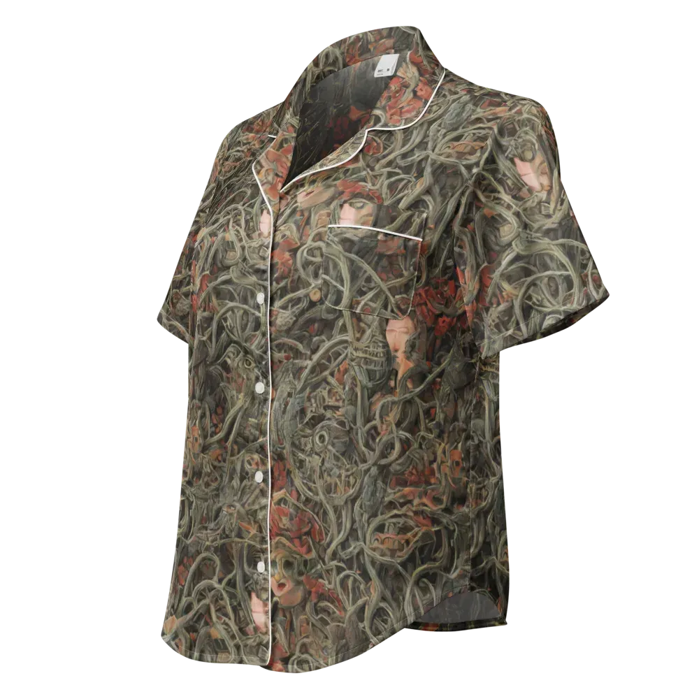 Olive Labyrinth on Women's Short Sleeve Pajama Top — Left Front