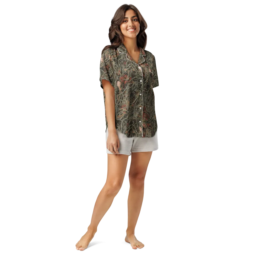 Olive Labyrinth on Women's Short Sleeve Pajama Top — Front