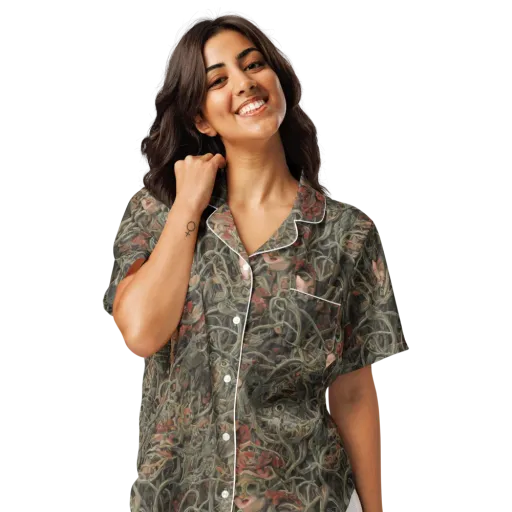 Olive Labyrinth on a Women's Short Sleeve Pajama Top