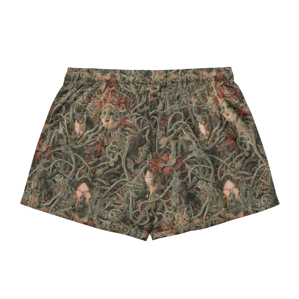Olive Labyrinth on Women's Pajama Shorts — Back