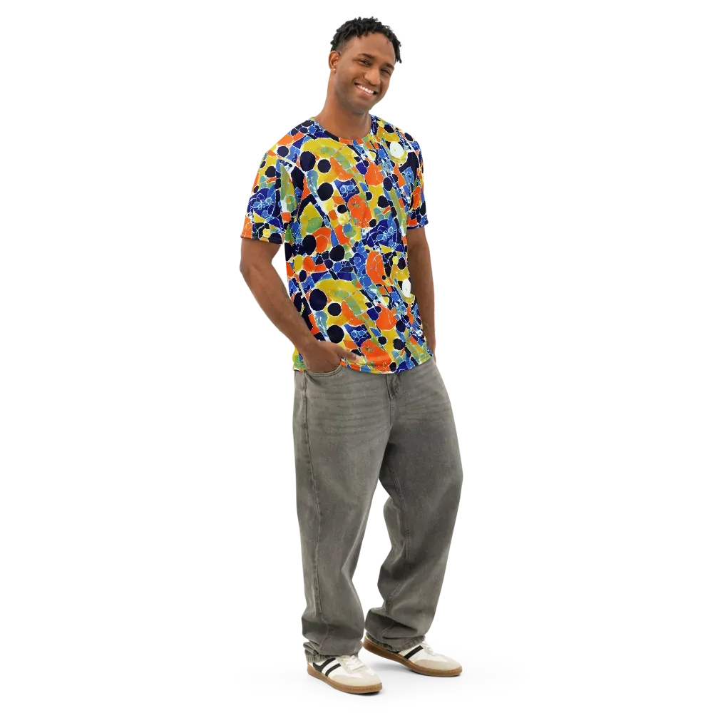 Solar Shatter on Men's Cotton Crew Neck T-Shirt — Right Front