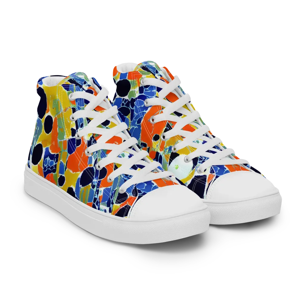Solar Shatter on Men's High Top Canvas Shoes — Right Front