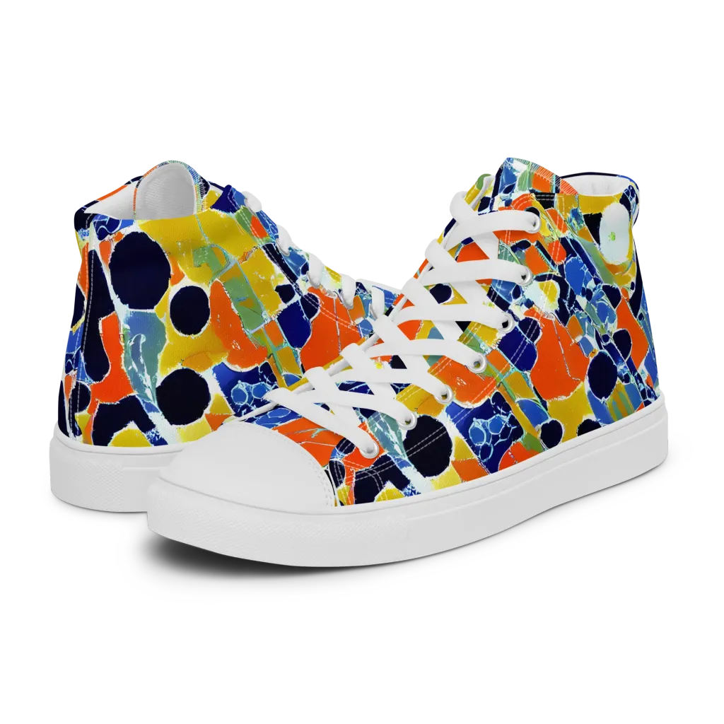Solar Shatter on Men's High Top Canvas Shoes — Left