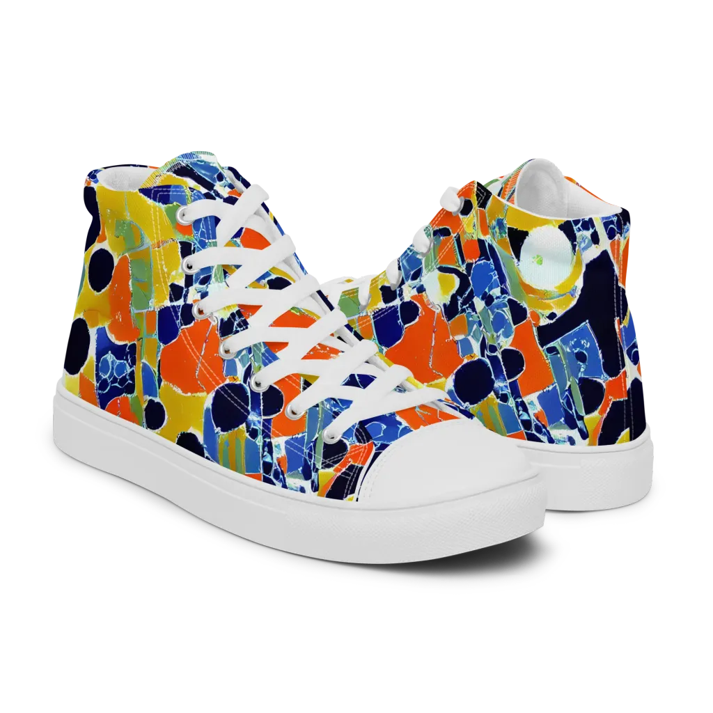 Solar Shatter on Men's High Top Canvas Shoes — Right