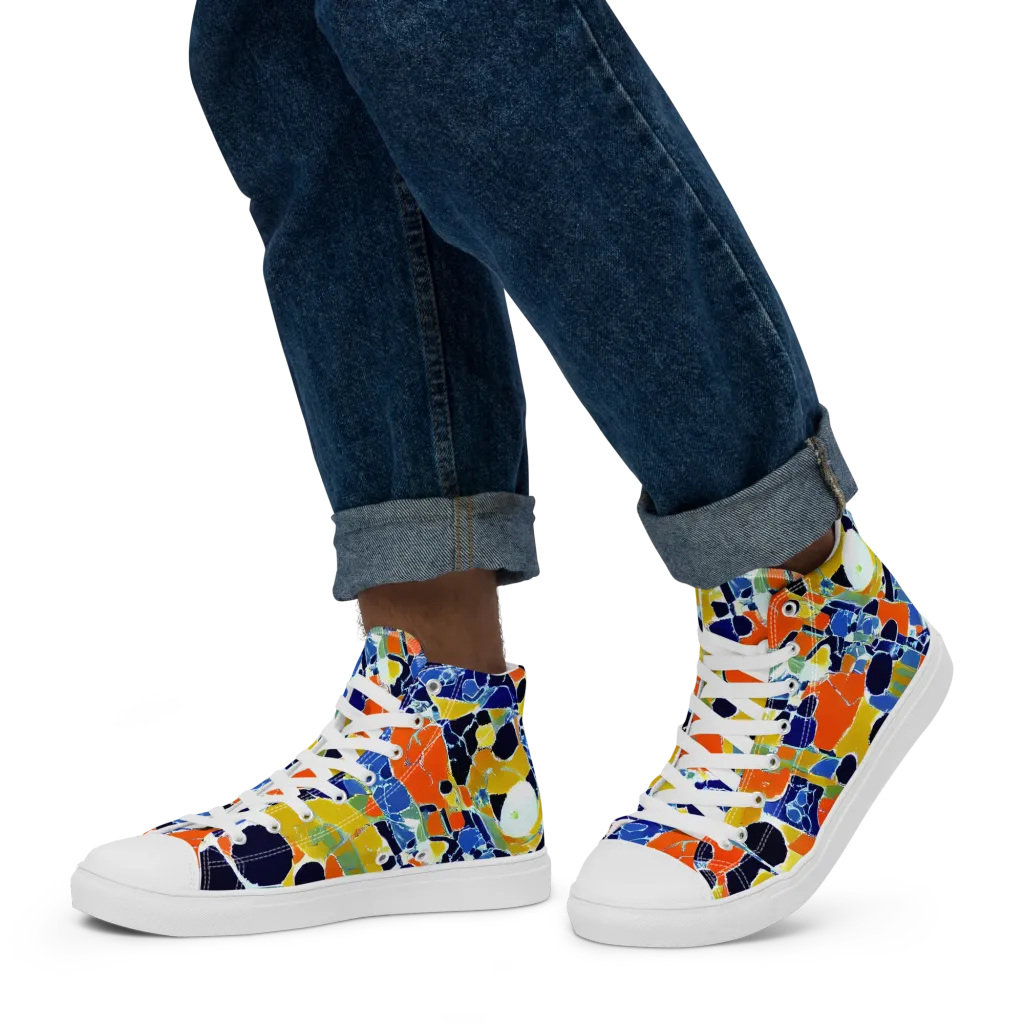 Solar Shatter on Men's High Top Canvas Shoes — Left