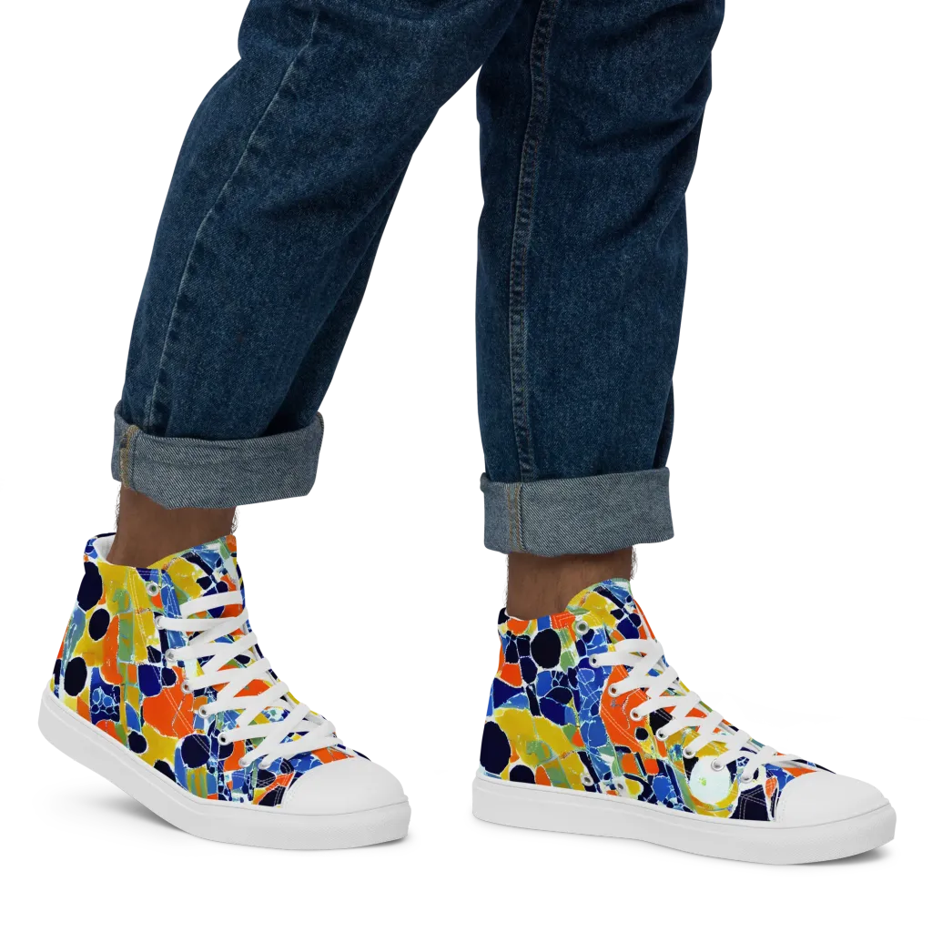 Solar Shatter on Men's High Top Canvas Shoes — Right