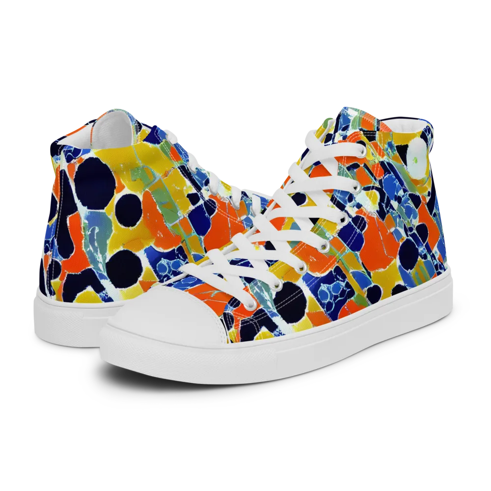 Solar Shatter on Women's High Top Canvas Shoes — Left