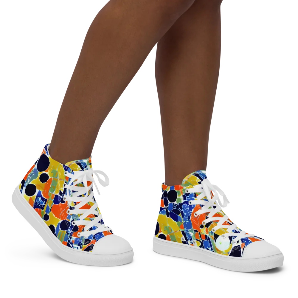 Solar Shatter on Women's High Top Canvas Shoes — Right