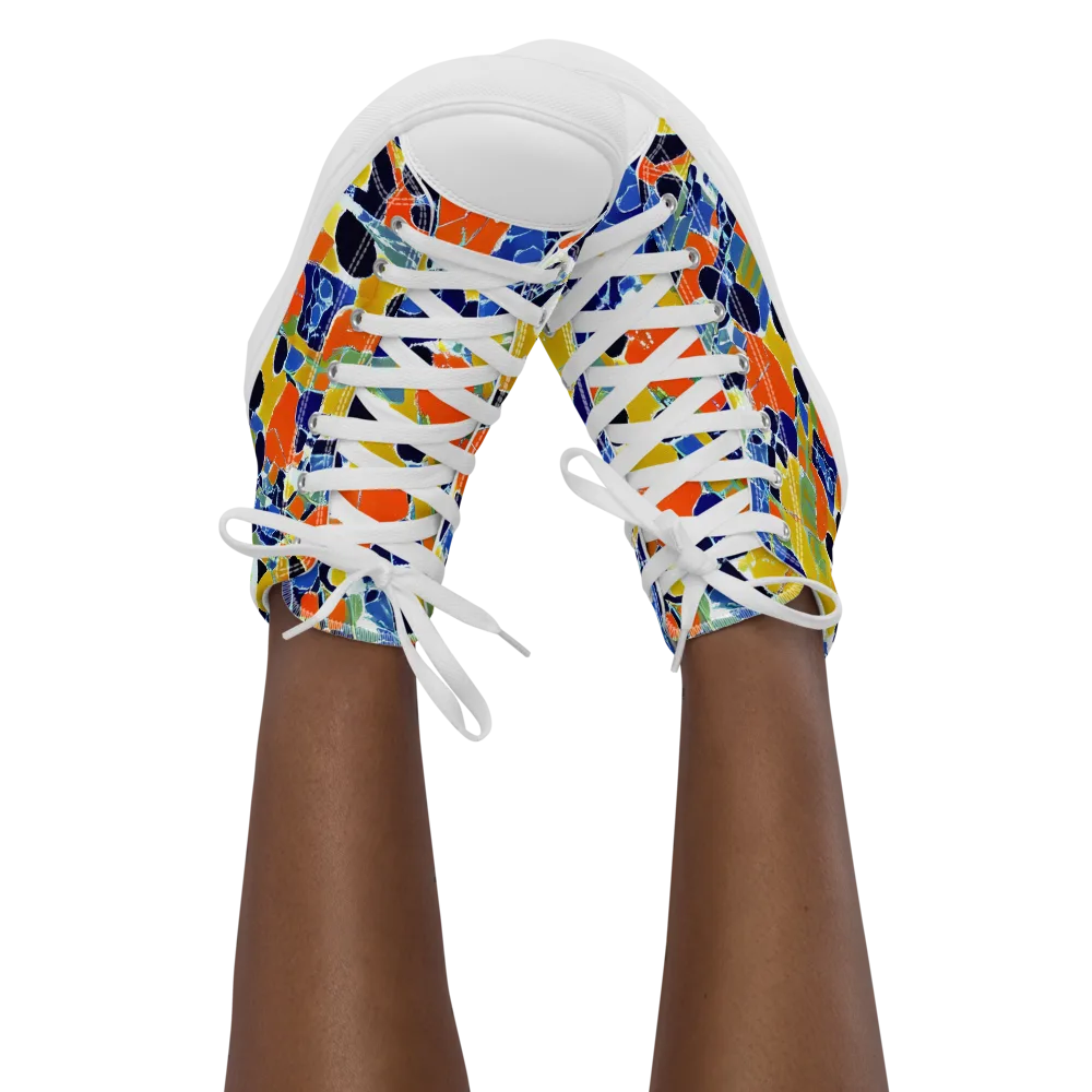 Solar Shatter on Women's High Top Canvas Shoes — Front