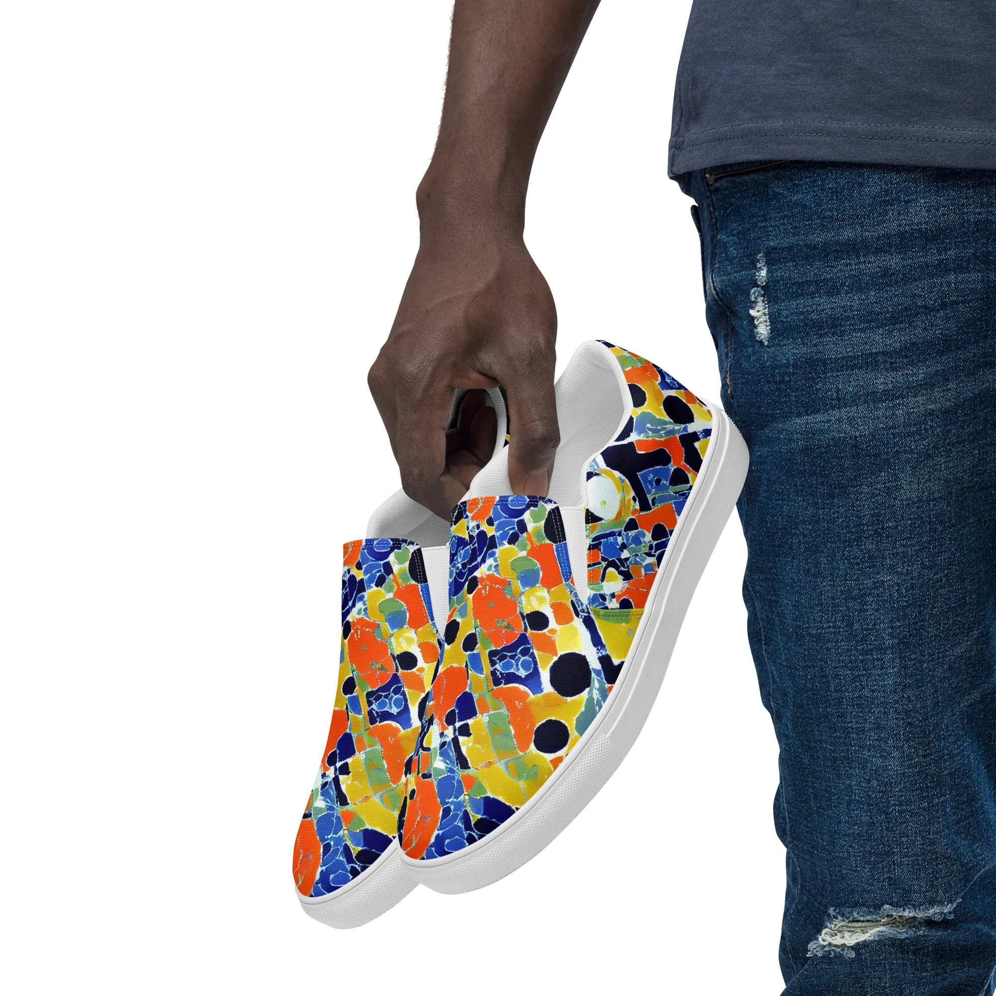 Solar Shatter on Men's Slip-On Canvas Shoes — Left Front