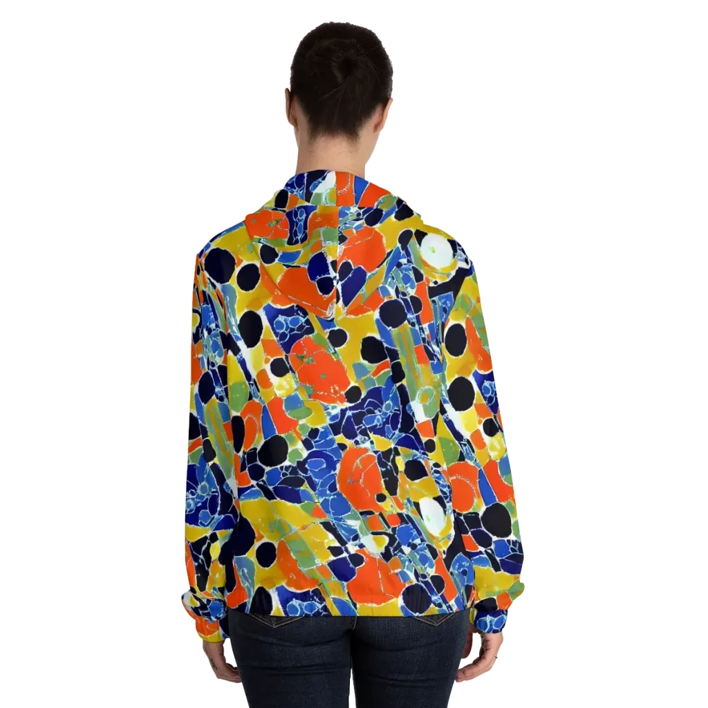 Solar Shatter on Women's Full-Zip Hoodie — Back On Person