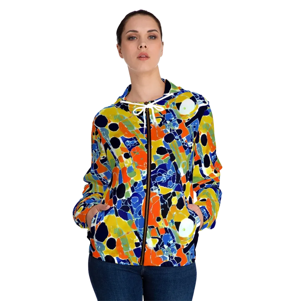 Solar Shatter on Women's Full-Zip Hoodie — Front On Person