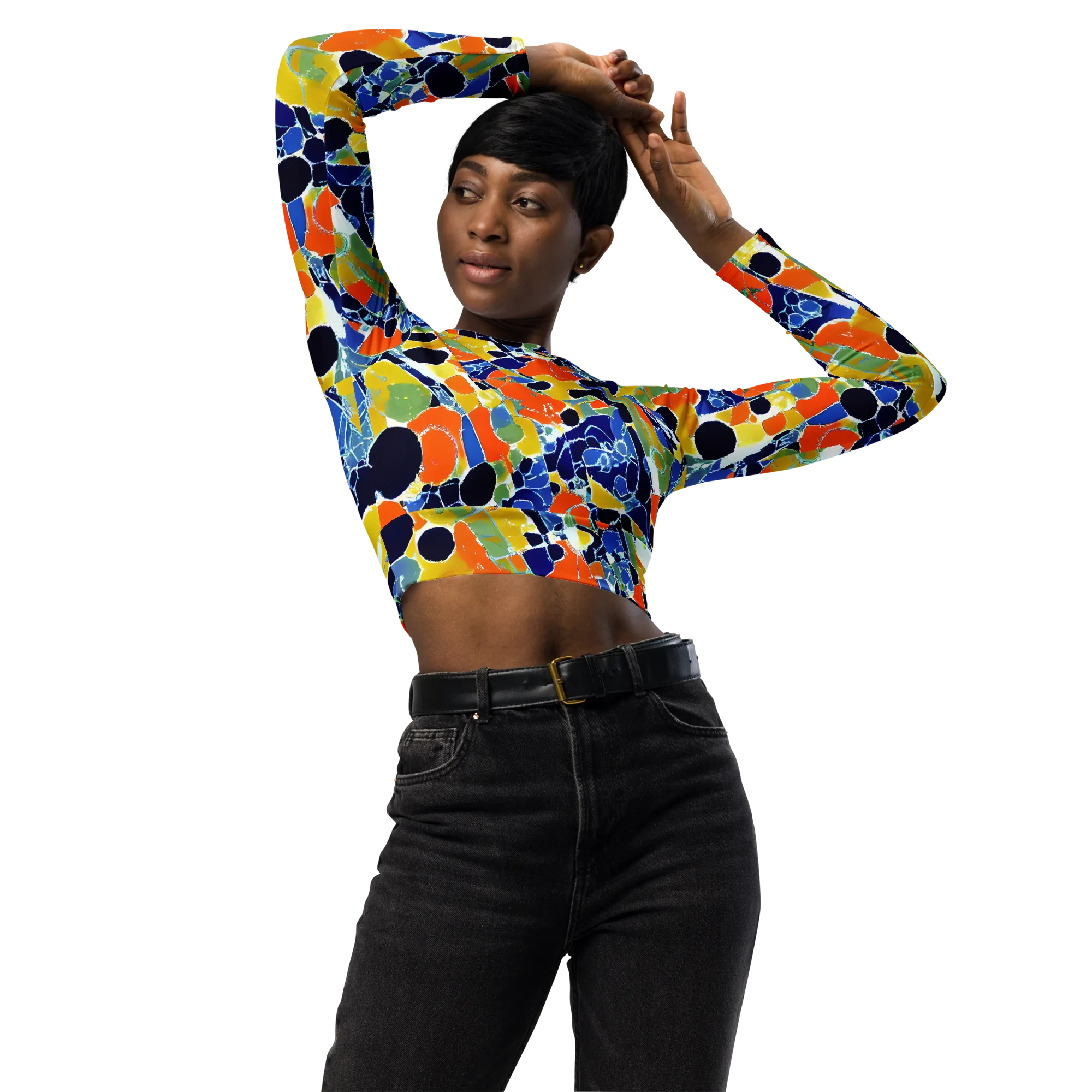 Solar Shatter on Long Sleeve Crop Top — Front