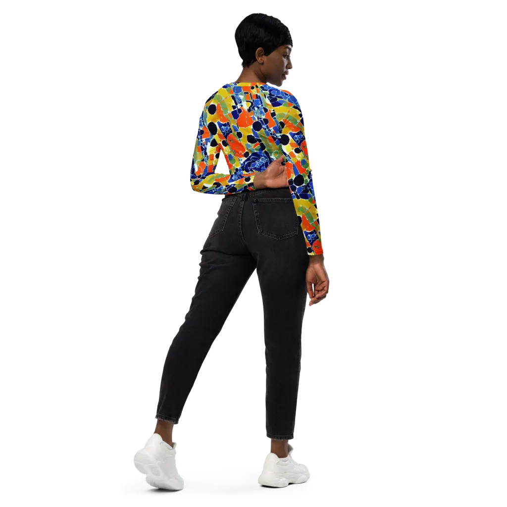 Solar Shatter on Long Sleeve Crop Top — Right Back