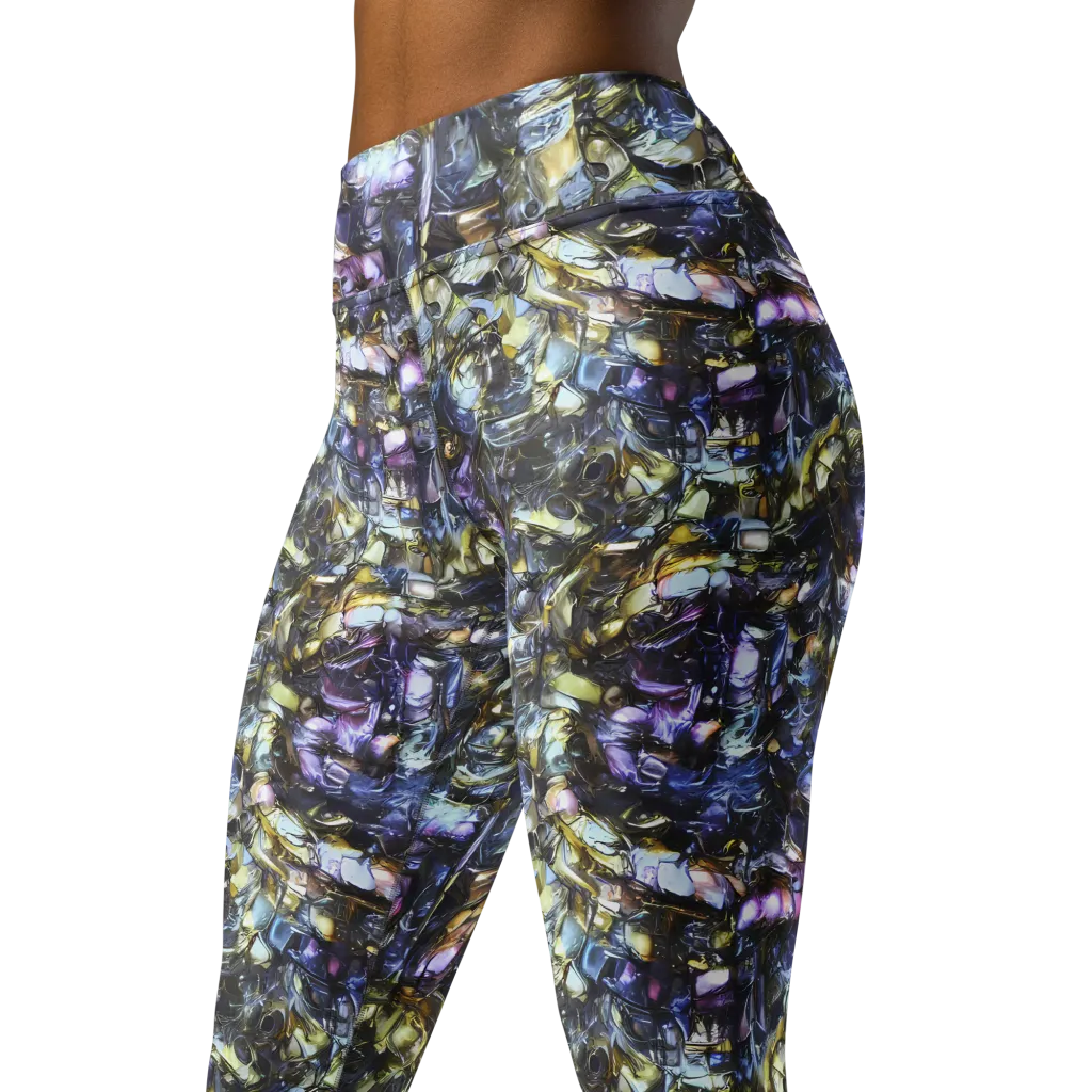 Indigo Alchemy on Yoga Leggings — Left Front