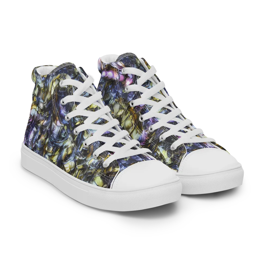 Indigo Alchemy on Men's High Top Canvas Shoes — Right Front