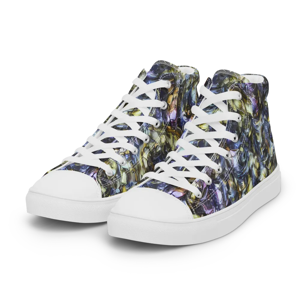 Indigo Alchemy on Women's High Top Canvas Shoes — Left Front