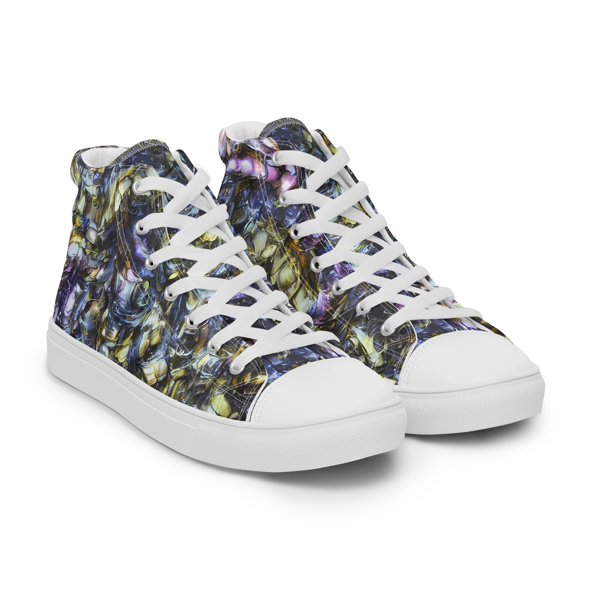 Indigo Alchemy on Women's High Top Canvas Shoes — Right Front