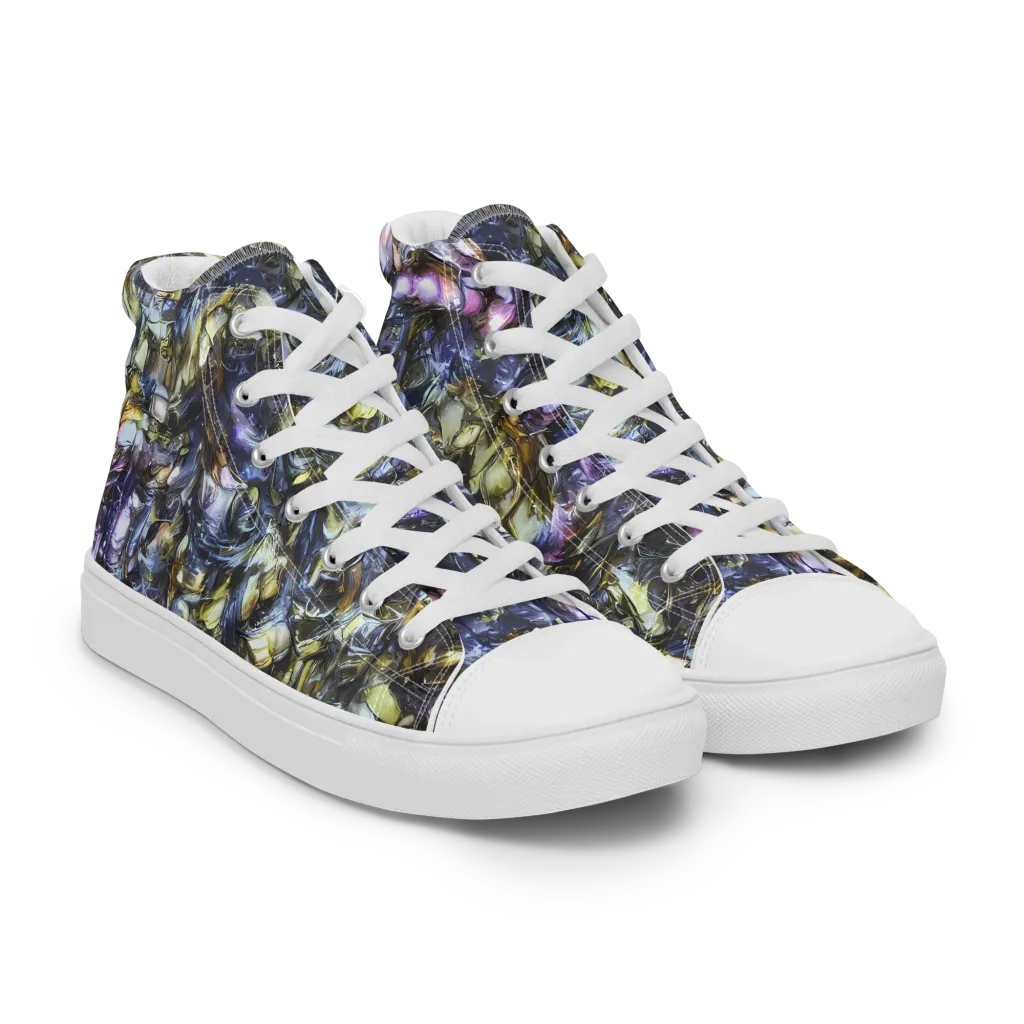 Indigo Alchemy on Women's High Top Canvas Shoes — Right Front