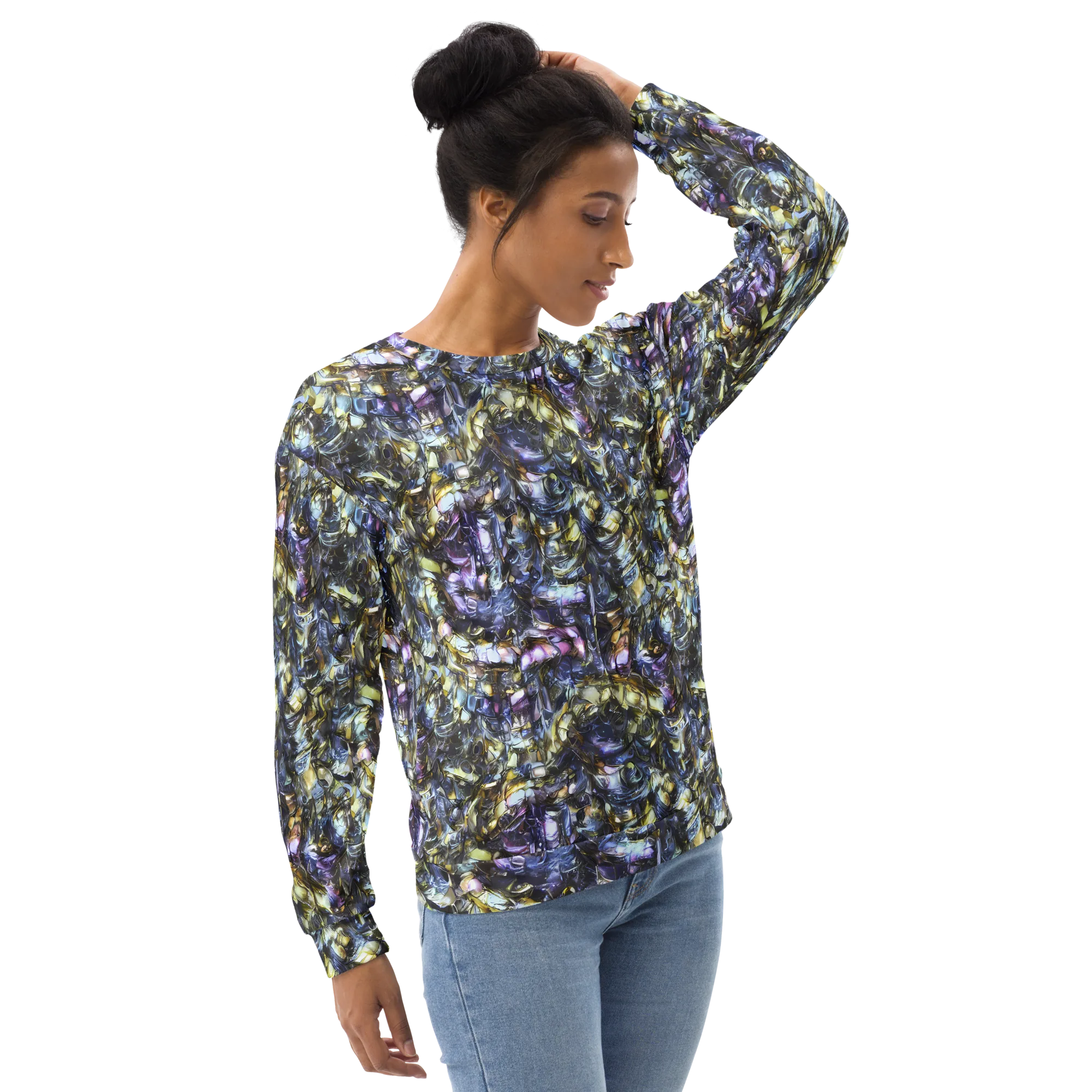 Indigo Alchemy on Sweatshirt — Right Front
