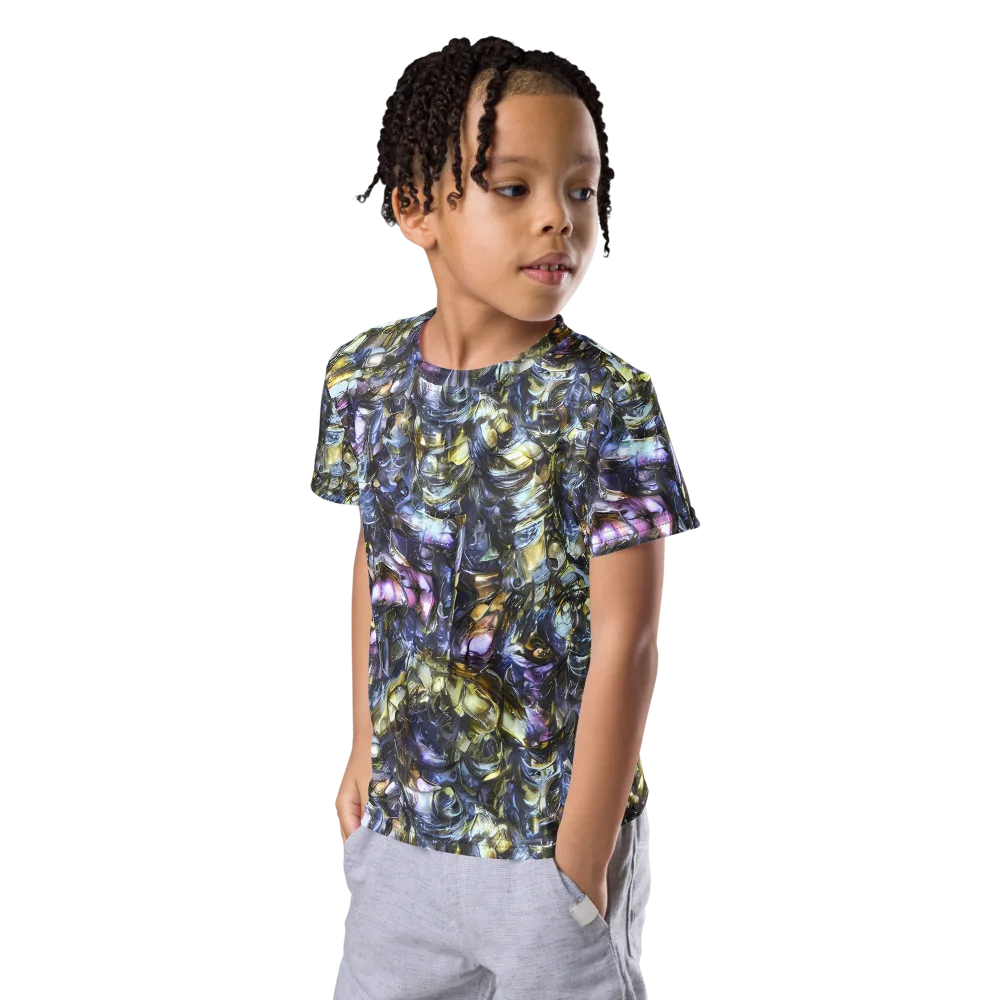 Indigo Alchemy on Kids Crew Neck T-Shirt — Left Front