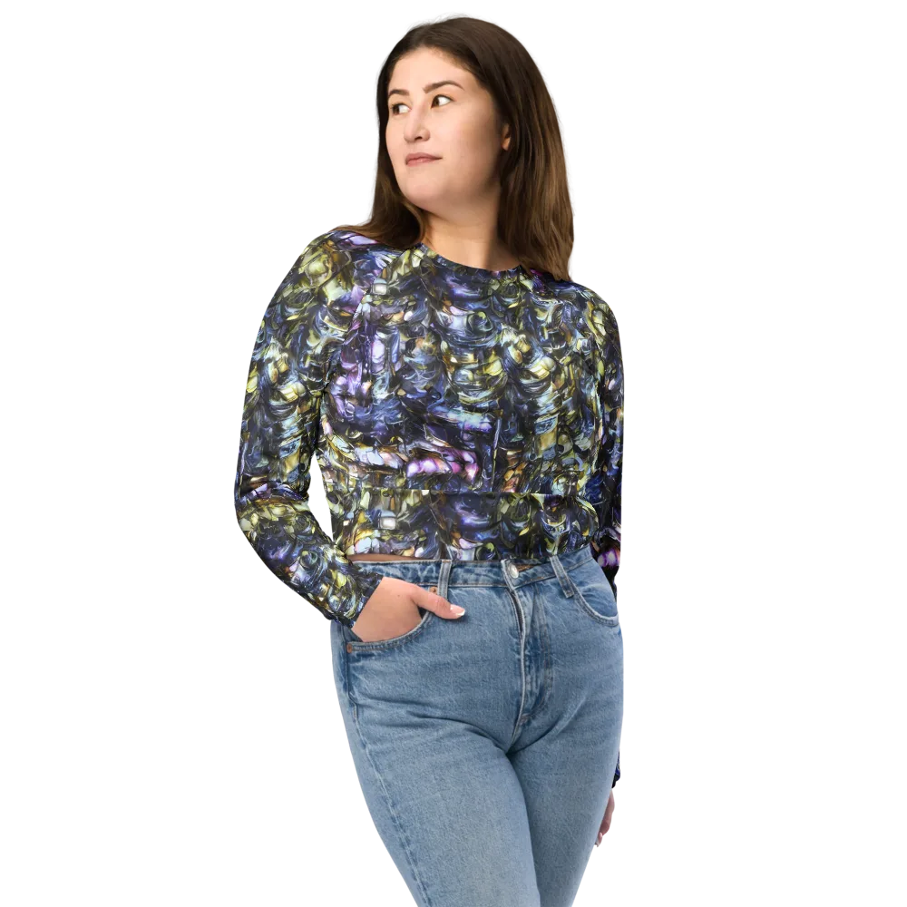 Indigo Alchemy on Long Sleeve Crop Top — Front