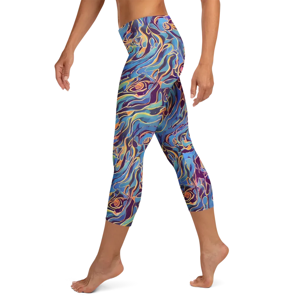 Sapphire Surge on Capri Leggings — Left