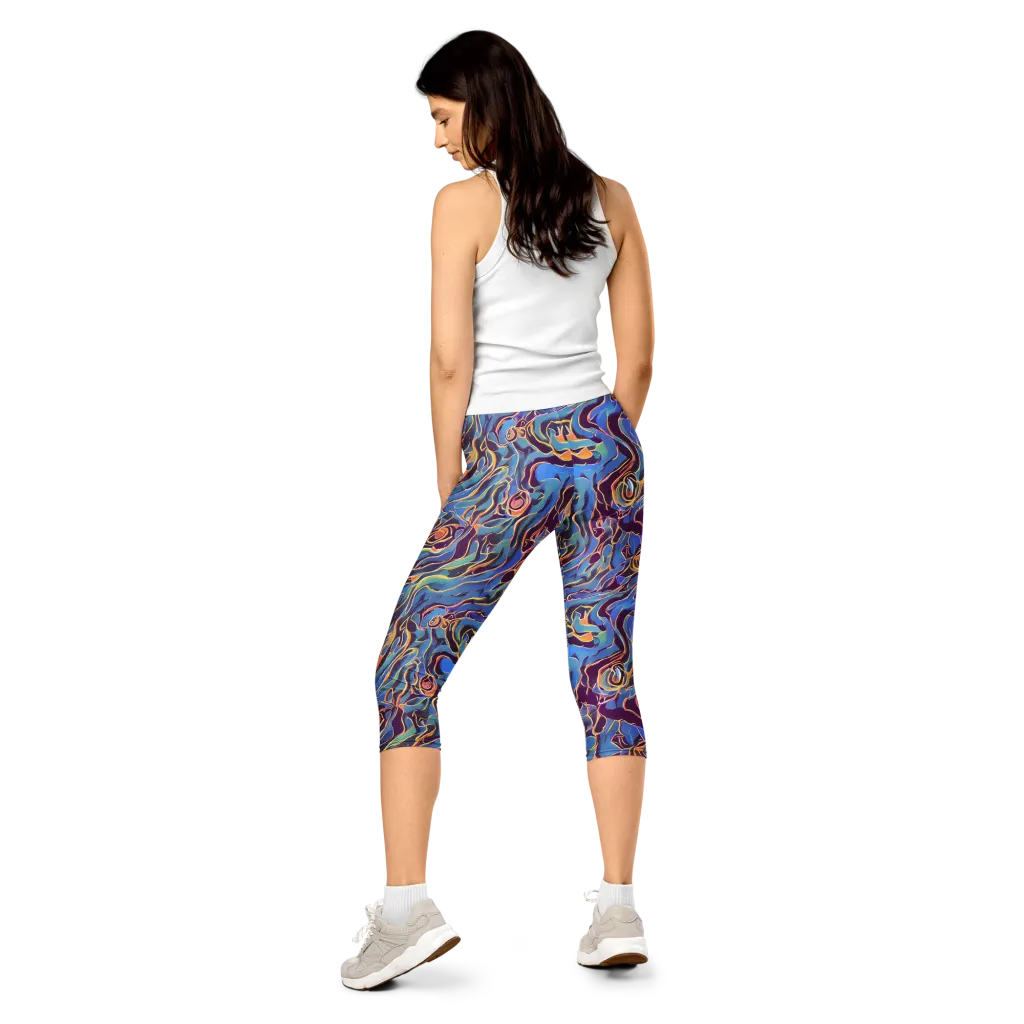Sapphire Surge on Capri Leggings — Back