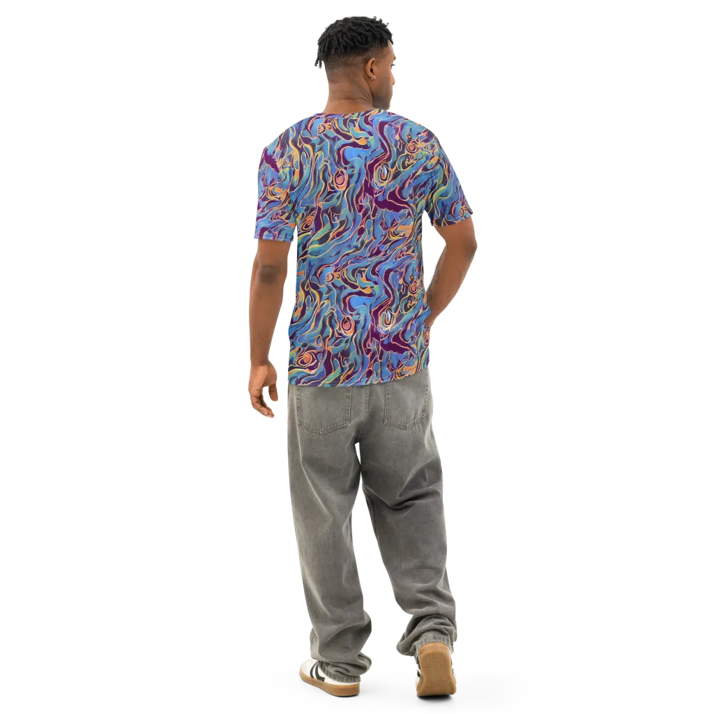 Sapphire Surge on Men's Cotton Crew Neck T-Shirt — Back