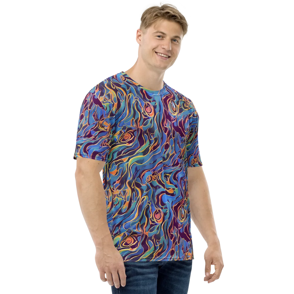 Sapphire Surge on Men's Crew Neck T-Shirt — Right